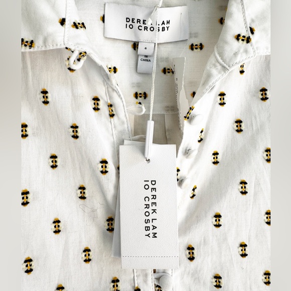 Derek Lam 10 Crosby Tie Waist Shirt Dress in Blue Pattern - Picture 6 of 8